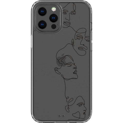Minimal Line Art Faces Clear Phone Case iPhone 12 Pro Max Black exclusively offered by The Urban Flair