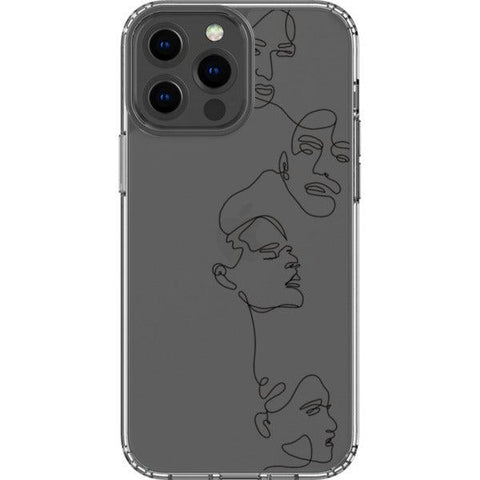 Minimal Line Art Faces Clear Phone Case iPhone 13 Pro Max Black exclusively offered by The Urban Flair
