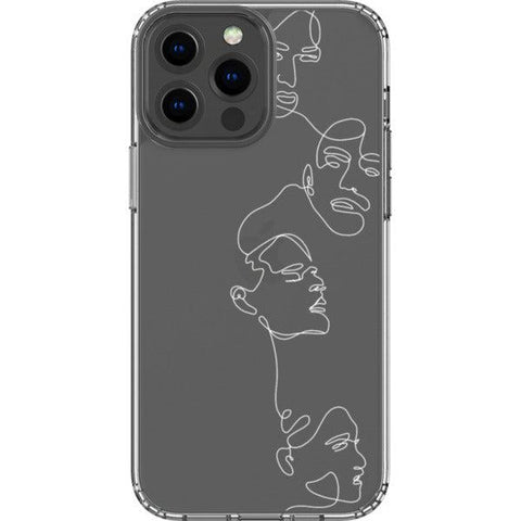 Minimal Line Art Faces Clear Phone Case iPhone 13 Pro Max White exclusively offered by The Urban Flair