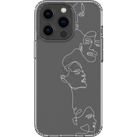 Minimal Line Art Faces Clear Phone Case iPhone 13 Pro White exclusively offered by The Urban Flair