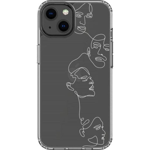 Minimal Line Art Faces Clear Phone Case iPhone 13 White exclusively offered by The Urban Flair