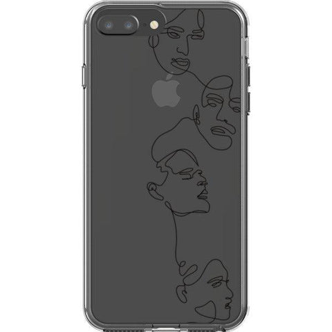 Minimal Line Art Faces Clear Phone Case iPhone 7 Plus/8 Plus Black exclusively offered by The Urban Flair