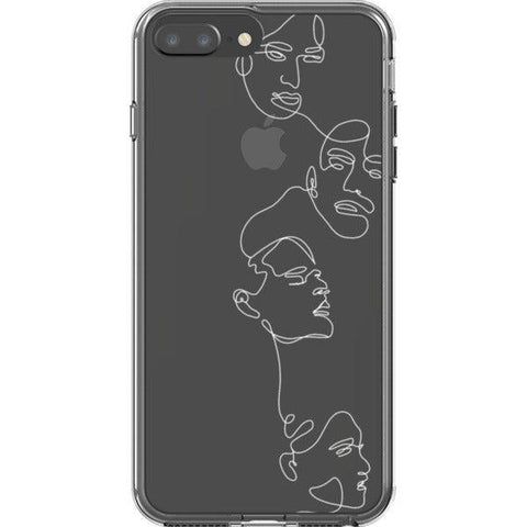 Minimal Line Art Faces Clear Phone Case iPhone 7 Plus/8 Plus White exclusively offered by The Urban Flair