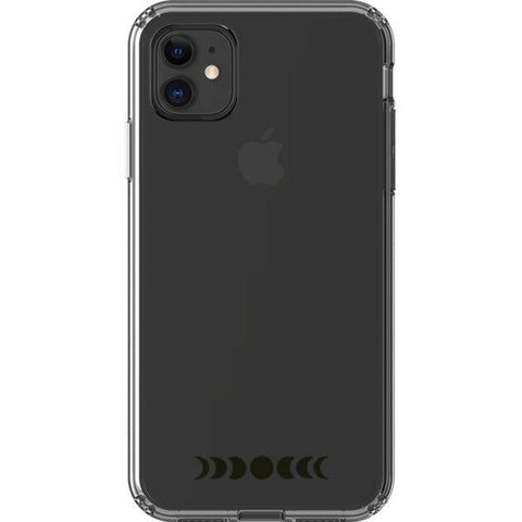Minimal Moon Phase Clear Phone Case iPhone 11 Black Filled exclusively offered by The Urban Flair