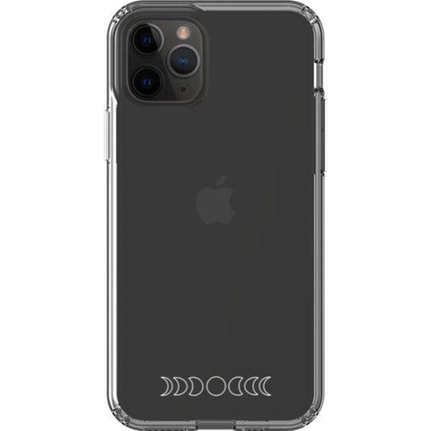 Minimal Moon Phase Clear Phone Case iPhone 11 Pro White Outline exclusively offered by The Urban Flair