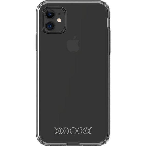 Minimal Moon Phase Clear Phone Case iPhone 11 White Outline exclusively offered by The Urban Flair