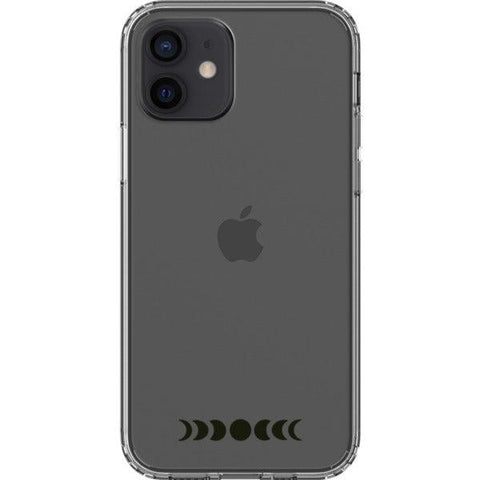 Minimal Moon Phase Clear Phone Case iPhone 12 Black Filled exclusively offered by The Urban Flair