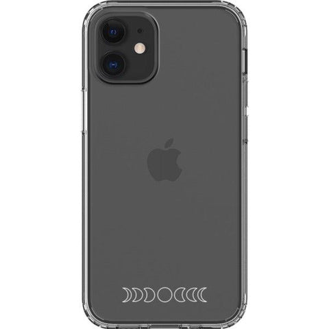 Minimal Moon Phase Clear Phone Case iPhone 12 Mini White Outline exclusively offered by The Urban Flair