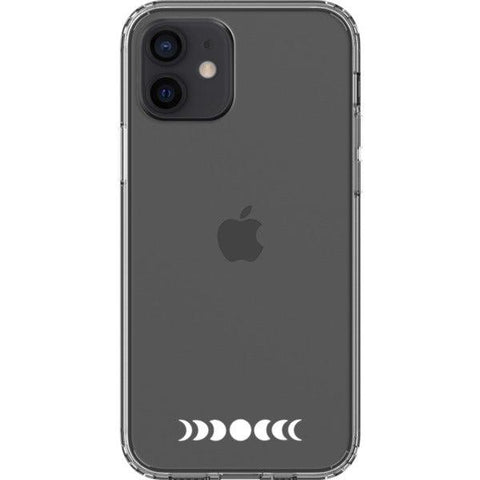 Minimal Moon Phase Clear Phone Case iPhone 12 White Filled exclusively offered by The Urban Flair