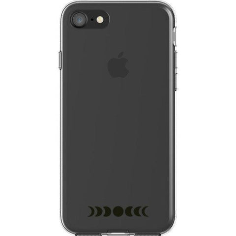 Minimal Moon Phase Clear Phone Case iPhone 7/8 Black Filled exclusively offered by The Urban Flair