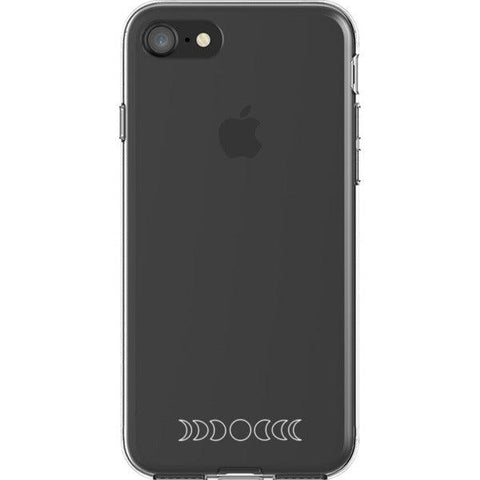 Minimal Moon Phase Clear Phone Case iPhone 7/8 White Outline exclusively offered by The Urban Flair