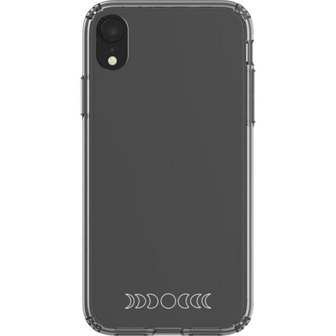 Minimal Moon Phase Clear Phone Case iPhone XR White Outline exclusively offered by The Urban Flair