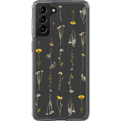Minimal Wild Flower Print Clear Phone Case for your Galaxy S21 exclusively at The Urban Flair
