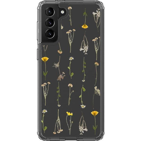 Minimal Wild Flower Print Clear Phone Case for your Galaxy S21 Plus exclusively at The Urban Flair