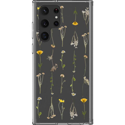 Minimal Wild Flower Print Clear Phone Case for your Galaxy S22 Ultra exclusively at The Urban Flair