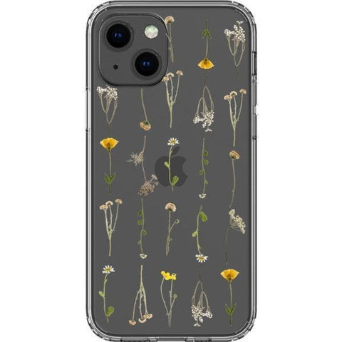 Minimal Wild Flower Print Clear Phone Case for your iPhone 13 Mini exclusively at The Urban Flair