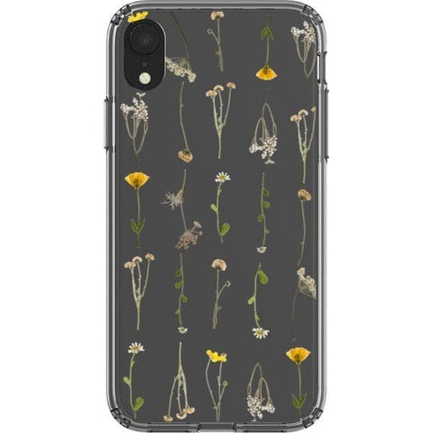 Minimal Wild Flower Print Clear Phone Case for your iPhone XR exclusively at The Urban Flair