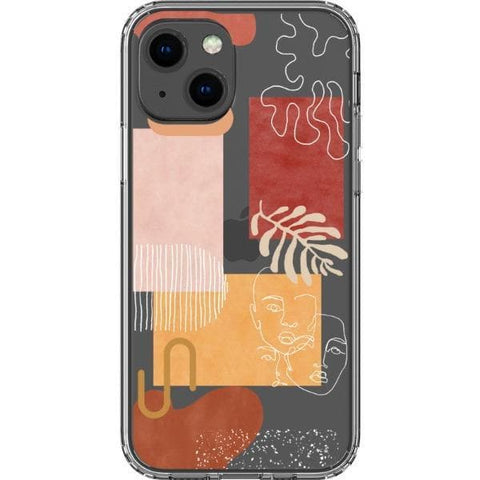 Modern Abstract Collage Clear Phone Case for your iPhone 13 Mini exclusively at The Urban Flair