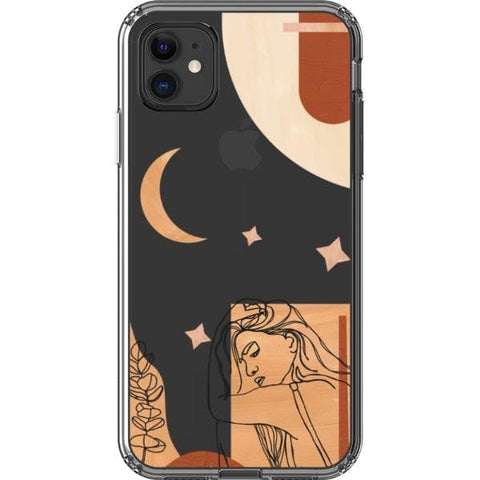 Modern Moon Line Art Collage Clear Phone Case for your iPhone 11 exclusively at The Urban Flair