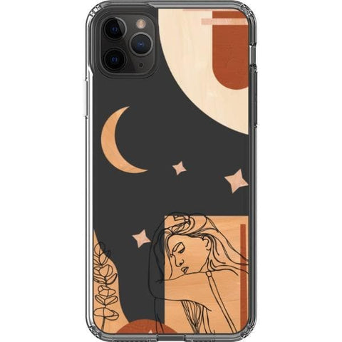 Modern Moon Line Art Collage Clear Phone Case for your iPhone 11 Pro Max exclusively at The Urban Flair