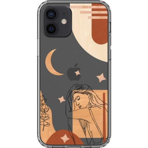 Modern Moon Line Art Collage Clear Phone Case for your iPhone 12 exclusively at The Urban Flair