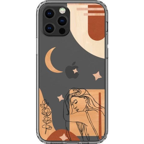Modern Moon Line Art Collage Clear Phone Case for your iPhone 13 Pro exclusively at The Urban Flair