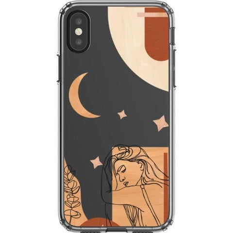 Modern Moon Line Art Collage Clear Phone Case for your iPhone X/XS exclusively at The Urban Flair