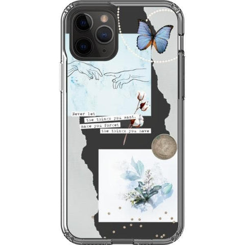 iPhone 11 Pro Pale Blue Butterfly Scraps Clear Phone Case - The Urban Flair