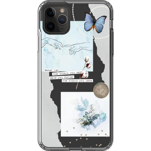 iPhone 11 Pro Max Pale Blue Butterfly Scraps Clear Phone Case - The Urban Flair