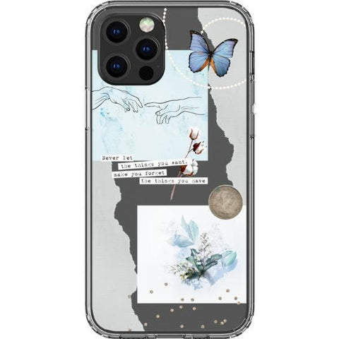iPhone 12 Pro Pale Blue Butterfly Scraps Clear Phone Case - The Urban Flair