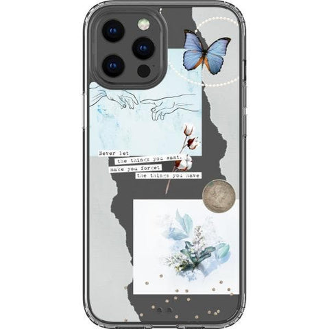 iPhone 13 Pro Max Pale Blue Butterfly Scraps Clear Phone Case - The Urban Flair
