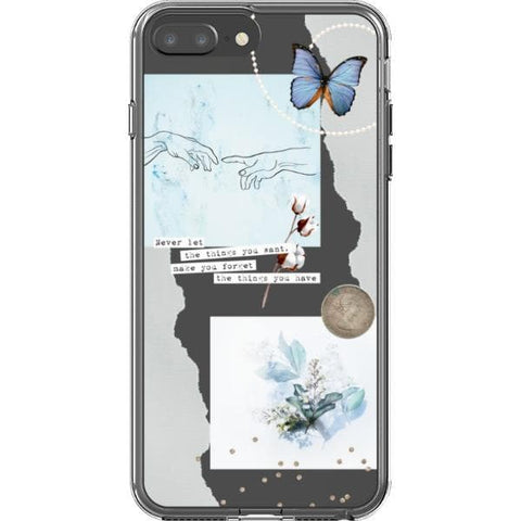 iPhone 7 Plus/8 Plus Pale Blue Butterfly Scraps Clear Phone Case - The Urban Flair