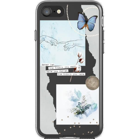 iPhone 7/8/SE 2020 Pale Blue Butterfly Scraps Clear Phone Case - The Urban Flair