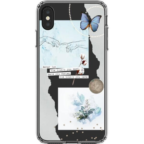 iPhone XS Max Pale Blue Butterfly Scraps Clear Phone Case - The Urban Flair