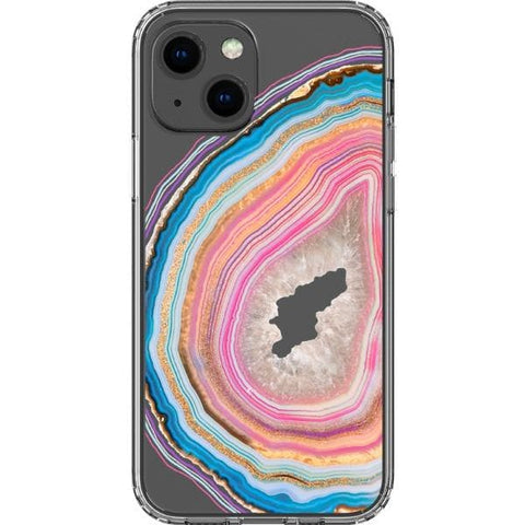 Pastel Geode Clear Phone Case for your iPhone 13 Mini exclusively at The Urban Flair