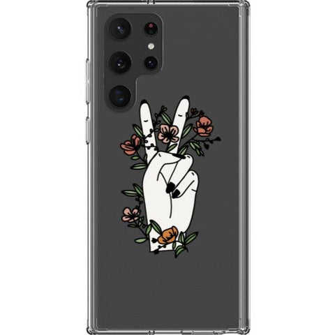 Peace Sign Line Art Clear Phone Cases Galaxy S22 Ultra #1 exclusively offered by The Urban Flair