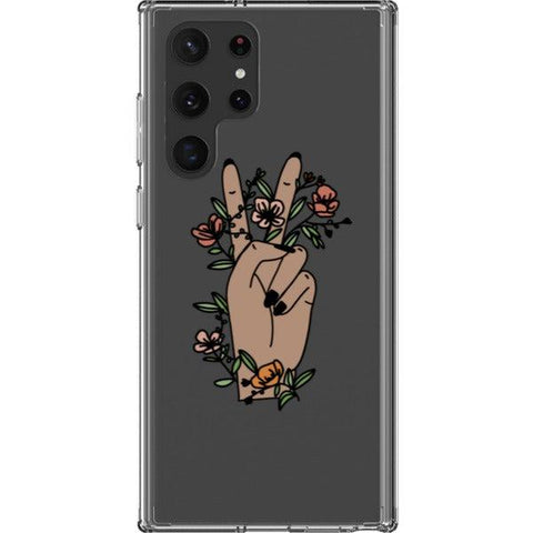 Peace Sign Line Art Clear Phone Cases Galaxy S22 Ultra #2 exclusively offered by The Urban Flair