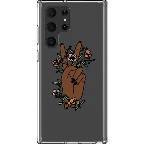 Peace Sign Line Art Clear Phone Cases Galaxy S22 Ultra #4 exclusively offered by The Urban Flair
