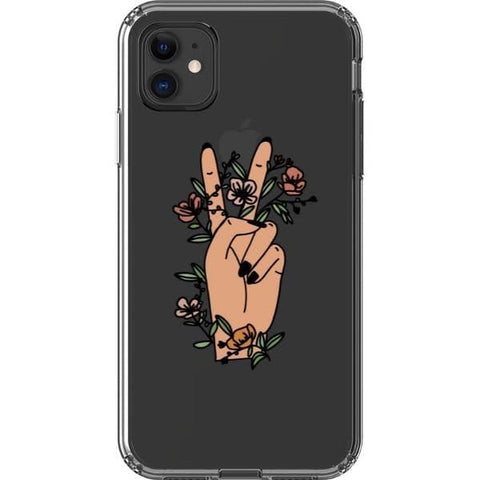 iPhone 11 #3 Peace Sign Line Art Clear Phone Cases - The Urban Flair