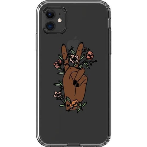 iPhone 11 #4 Peace Sign Line Art Clear Phone Cases - The Urban Flair
