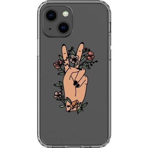 iPhone 13 Mini #3 Peace Sign Line Art Clear Phone Cases - The Urban Flair
