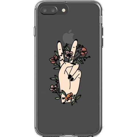 iPhone 7 Plus/8 Plus #5 Peace Sign Line Art Clear Phone Cases - The Urban Flair