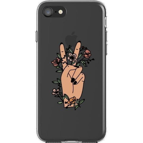 iPhone 7/8/SE 2020 #3 Peace Sign Line Art Clear Phone Cases - The Urban Flair