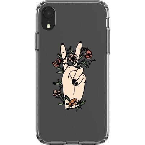 iPhone XR #5 Peace Sign Line Art Clear Phone Cases - The Urban Flair