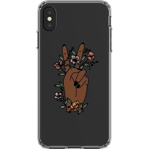 iPhone XS Max #4 Peace Sign Line Art Clear Phone Cases - The Urban Flair