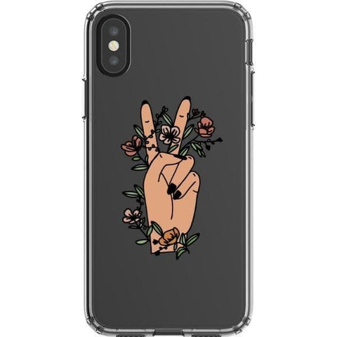 iPhone X/XS #3 Peace Sign Line Art Clear Phone Cases - The Urban Flair