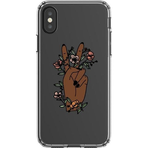 iPhone X/XS #4 Peace Sign Line Art Clear Phone Cases - The Urban Flair