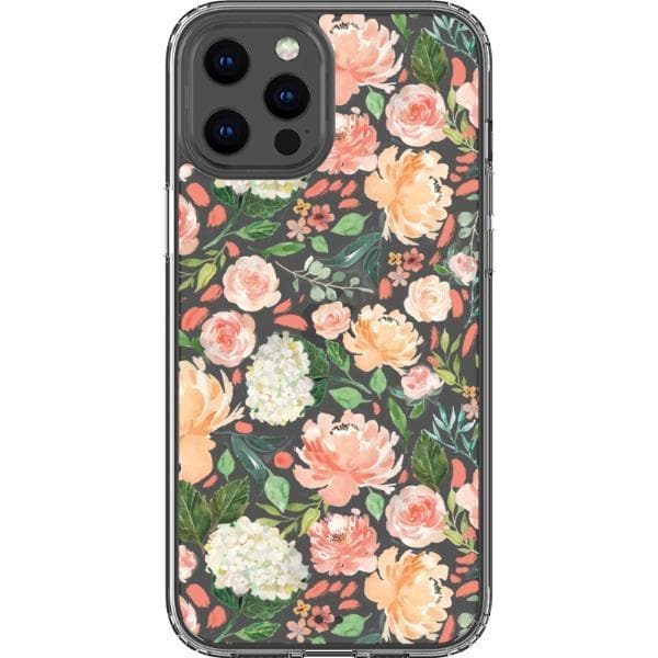 Peach Watercolor Flowers Clear Phone Case for Apple iPhone 13