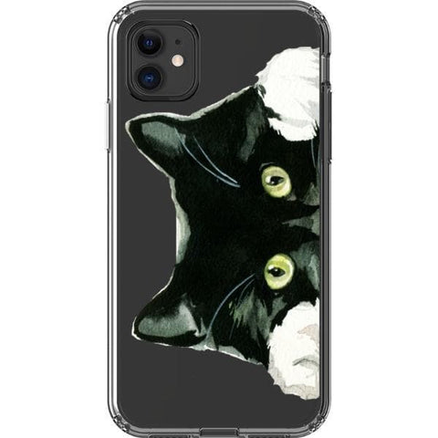 iPhone 11 Peeking Black Cat Clear Phone Case - The Urban Flair