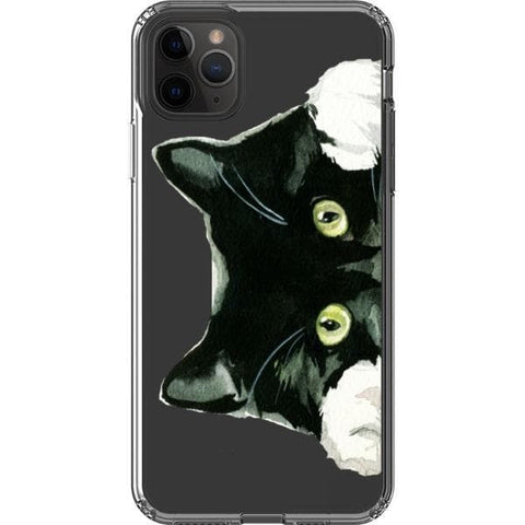 iPhone 11 Pro Max Peeking Black Cat Clear Phone Case - The Urban Flair